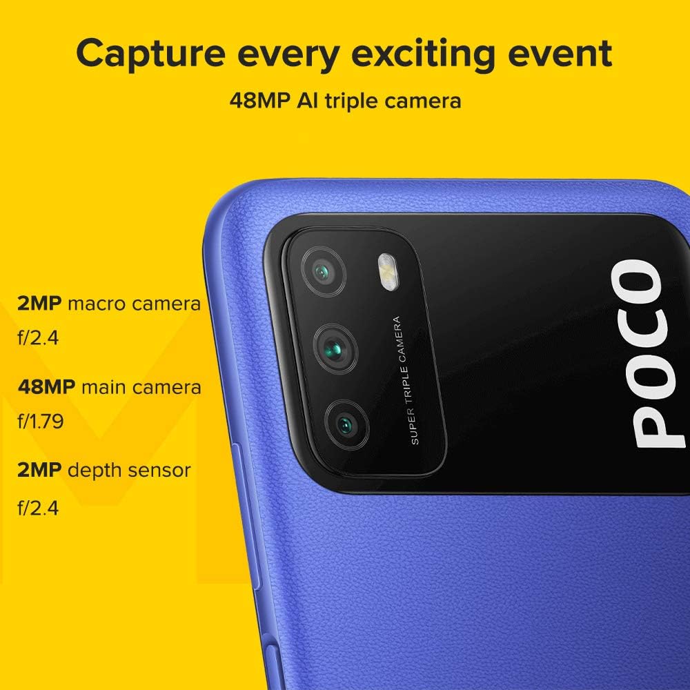 POCO M3 (Dual SIM) - 128GB - Blue (Unlocked) Smartphone