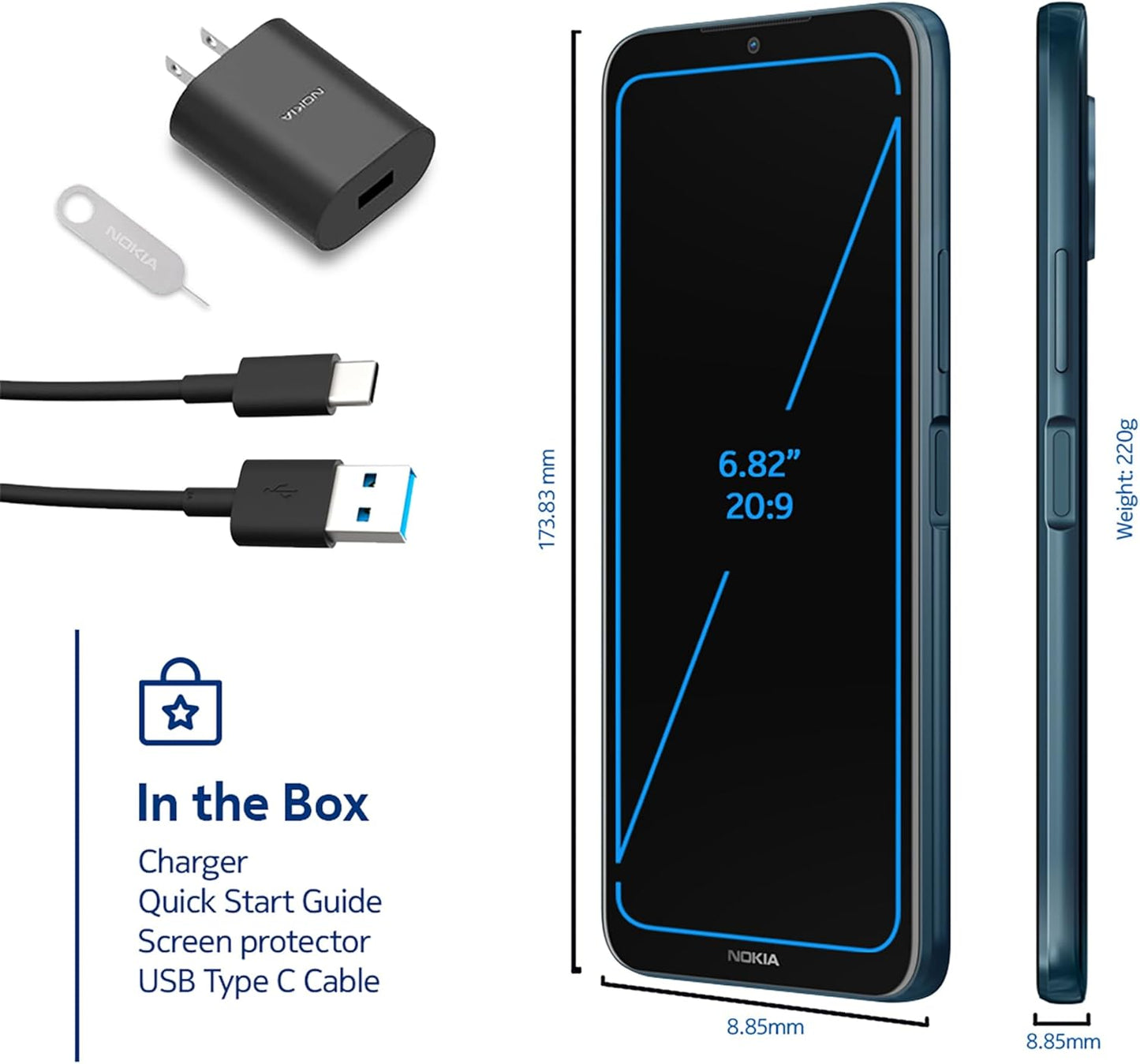 Nokia G50 - (Dual SIM) - 64GB - Ocean Blue (Unlocked) Smartphone